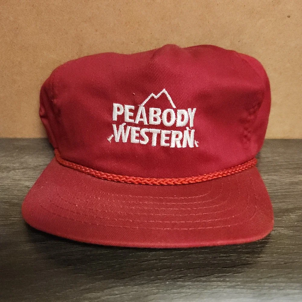 Vintage Peabody Western Snapback Hat Red‎ Park Avenue Rope Trucker Cap USA Made